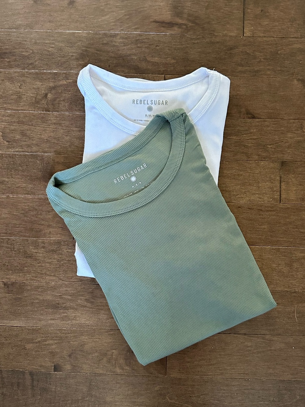 Rebel Sugar Ribbed Tee Duo - Sage & White